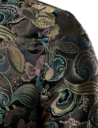 Miniatura 4 de JOGAL - Chaqueta de lujo satinada con bordado floral para hombre