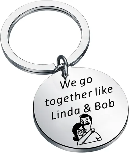 FAADBUK Juego de llaves de pareja inspirado en Burgers Youre the Linda to my Bob regalo del día de San Valentín Metal Acero inoxidable