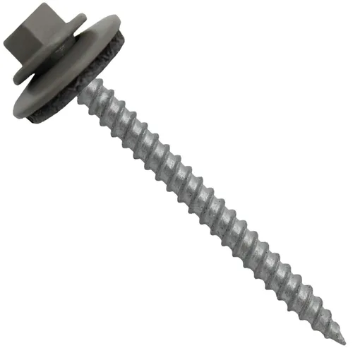 Miniatura 19 de 12 tornillos para techos de metal gris ABC de 2-1/2 pulgadas, cabezal de arandela hexagonal, arranque automático/roscado, arandela EPDM. 1 bolsa