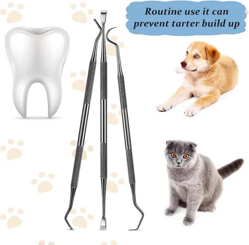Miniatura 5 de Hotop 3 piezas de raspador dental y raspador de dientes de acero inoxidable de doble cabeza herramienta de eliminación de tarter raspador de dientes