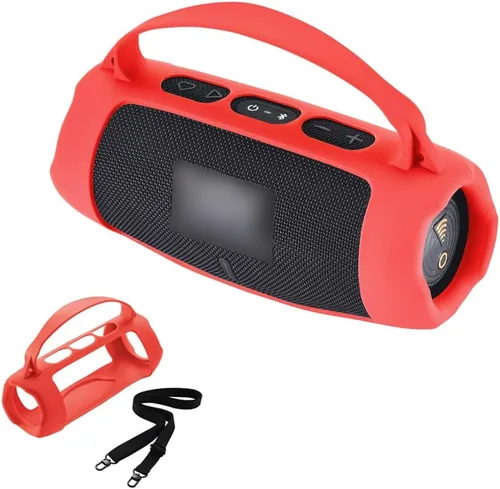 Miniatura 8 de Funda de silicona para altavoz Bluetooth portátil JBL Charge 5 Wi-Fi/Charge 5, funda protectora con asa y correa para el hombro, accesorios