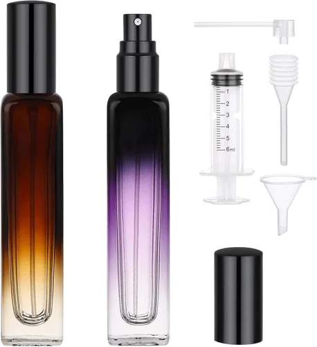 Segbeauty Botella de perfume de viaje de 0.5 onzas líquidas, recargable, 2 atomizadores de perfume vacíos, dispensador de colonia portátil de 0.5
