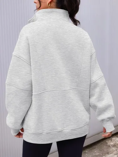 Miniatura 3 de AUTOMET Women's Half Zip Oversized Sweatshirts Fleece Long Sleeve Hoodies Casual Sweaters with Pockerts
