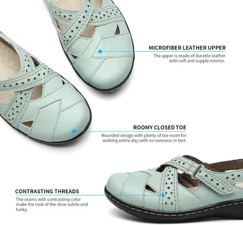 Miniatura 4 de TERRIKAT Mocasines casuales para mujer, bonitos y cómodos, para caminar, de cuero, para conducir, con puntera cerrada, zapatos náuticos