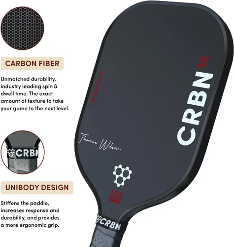 Miniatura 3 de CRBN Pickleball - X Series Power Paddle - Carbon Fiber Pickleball Paddle with Foam Injected Edges for Expanded Sweet Spot
