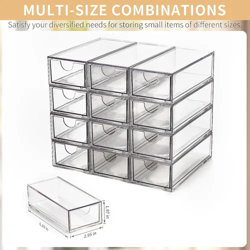 Miniatura 2 de Organizador de escritorio con cajones, cajones de almacenamiento de plástico apilables para maquillaje u organización de escritorio, armarios para A3