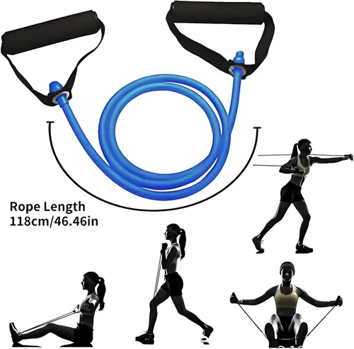 Miniatura 3 de Juego de bandas de resistencia de alta calidad con asas y anclaje de puerta, cuerda elástica perfecta para entrenamientos en casa, ideal para Azul