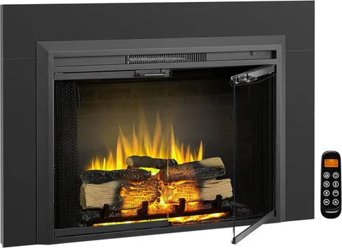 Miniatura 11 de LegendFlame Damon - Inserto eléctrico para chimenea de 30 pulgadas con kit de embellecimiento, puerta de vidrio y pantalla de malla, calentador