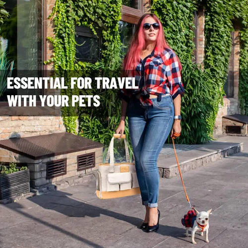 Miniatura 8 de Transportador para Perros, Transportador para Gatos, Transportador para Mascotas, Bolso de Cuero PU Premium Impermeable Plegable de Oxford