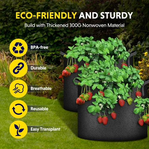 Miniatura 2 de iPower Paquete de 24 bolsas de cultivo de aireación gruesa de 7 galones, macetas de tela no tejida con asas de correa, contenedor para jardinería