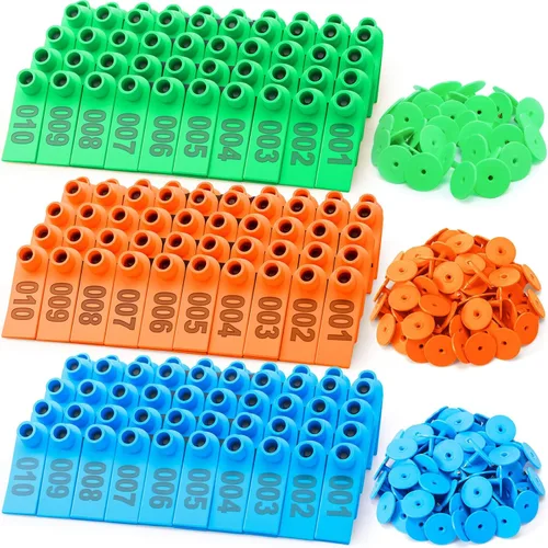 DoubleFill 300 etiquetas de oreja de ganado para oveja, cabra y ganado, número 001-100, etiquetas de oreja de ovejas de plástico para identificación