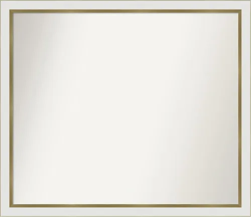 Miniatura 284 de Amanti Art Espejo de baño blanco para sobre el fregadero, 30 x 35 pulgadas, espejo de tocador rectangular estrecho de Eva de oro blanco, marco