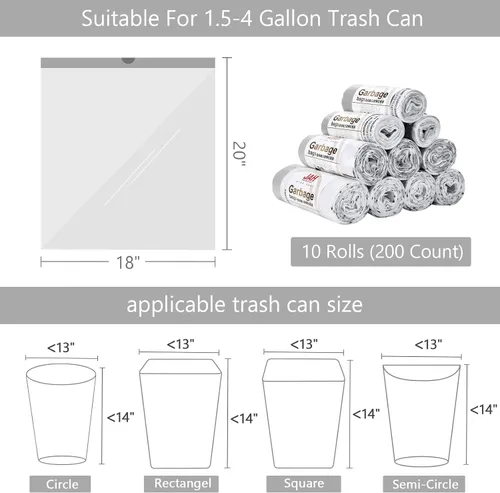 Miniatura 9 de ELPHECO Paquetes de basura y 10 rollos de bolsas de basura