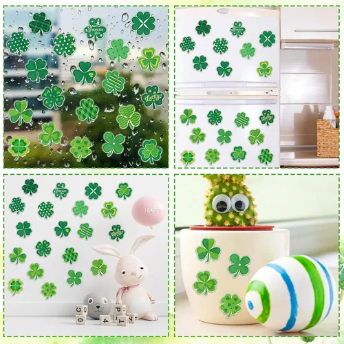 Miniatura 3 de 20 calcomanías de gel para el día de San Patricio, trébol para ventana, para decoración de habitación, reutilizables, extraíbles, gelatina de trébol