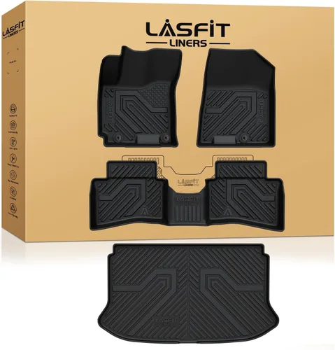 Miniatura 22 de LASFIT Alfombrillas de Piso Compatibles con Nissan Armada 2017-2018 / Infiniti QX56 2011-2013 / Infiniti QX80 2014-2018, TPE Para Todo Clima Ajuste