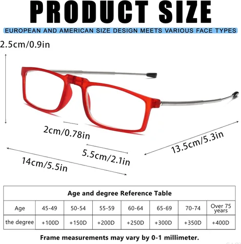 Miniatura 3 de Viseng Gafas de lectura plegables con luz anti-azul para hombres y mujeres con varilla telescópica portátil moda ultra ligera funda de cuero +3.5