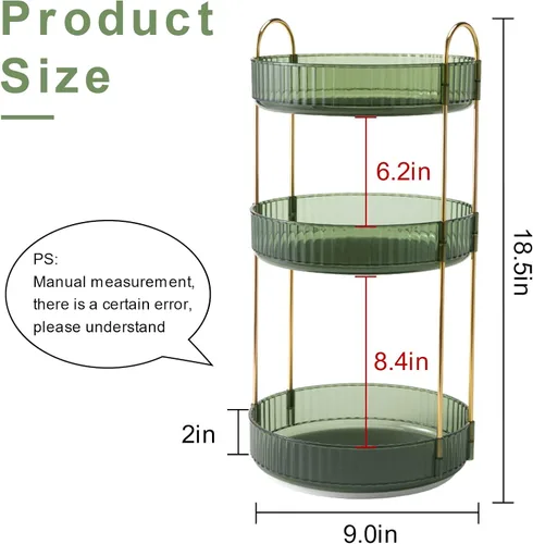 Miniatura 3 de INVSSENE Organizador giratorio de maquillaje de 360°, soporte giratorio para baño, estante de almacenamiento de cosméticos de gran capacidad