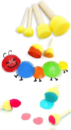 Miniatura 4 de Herramientas de dibujo de pintura de arte y manualidades para niños, juego de brochas de esponja de flores, kits divertidos de aprendizaje temprano
