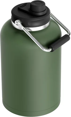 Zenbo Jarra de un galón con pajilla, botella de agua deportiva de doble pared aislada al vacío de 128 onzas, mantiene el frío hasta 48 horas, jarra