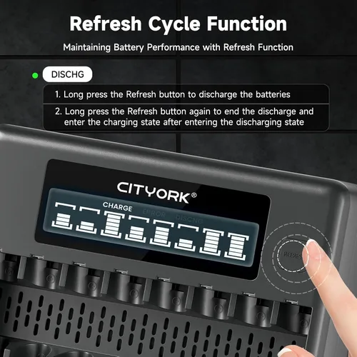 Miniatura 3 de CITYORK Baterías recargables con cargador, paquete de 8 pilas AA 3000mAh y 8 unidades AAA1100mAh Ni-MH con cargador inteligente LCD de 8 bahías