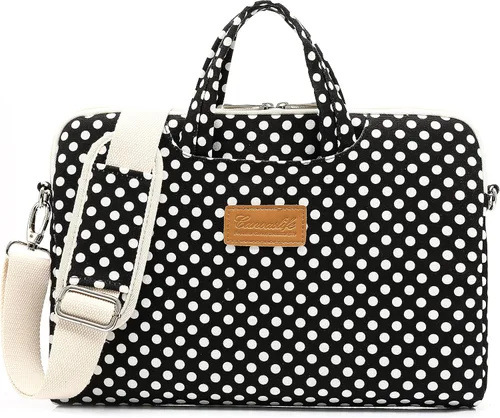 Miniatura 22 de canvaslife Bolso mensajero de hombro para computadora portátil con patrón de cuadros negro agua para portátil de 16 pulgadas y 15.6 pulgadas-16