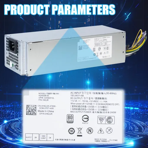 Miniatura 6 de Reemplazo de fuente de alimentación mejorada de 240 W 3650 para Dell Optiplex 3650 7040 3040 3656 5040 (SFF) B240NM-00 HU240AM-00 AC240EM-00 P/N