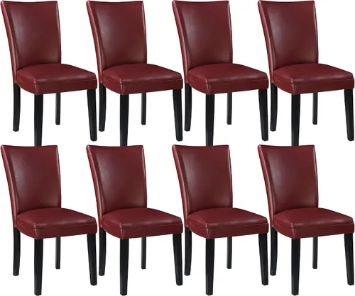 Miniatura 9 de LEEMTORIG Juego de 2 sillas de comedor de piel sintética modernas de mediados de siglo, sillas Parsons tapizadas de lujo con patas de madera maciza