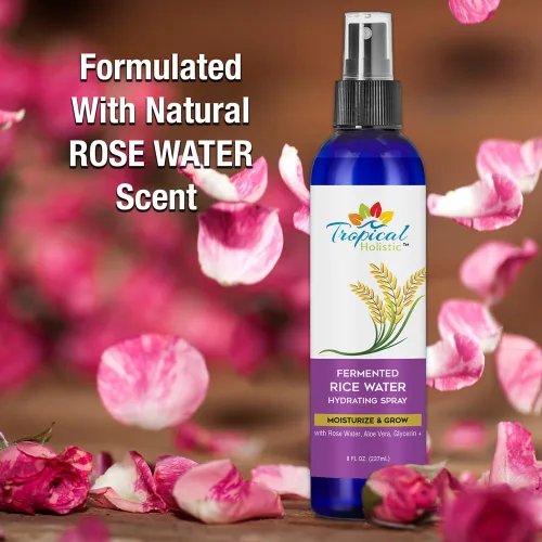 Miniatura 3 de Tropical Holistic Suero de agua de arroz, 8 onzas líquidas, humectante para el crecimiento del cabello con agua de arroz, agua de rosas, aloe vera