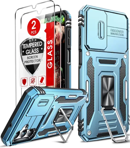 Miniatura 12 de LeYi Funda compatible para Samsung Galaxy A14-5G teléfono: Funda para Galaxy A14 con [2 unidades] Protectores de pantalla de vidrio templado