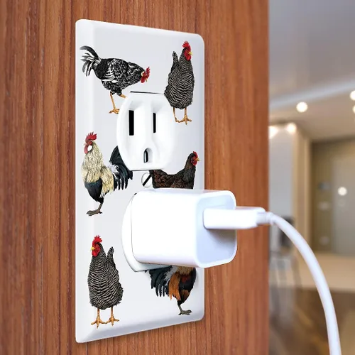 Miniatura 3 de WIRESTER Placa de pared dúplex con tapa de salida - Gallos de pollo de corral