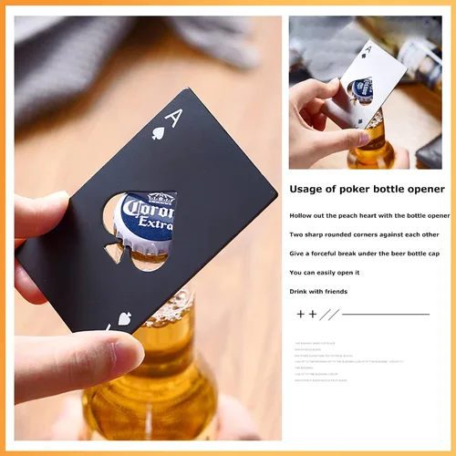 Miniatura 3 de Práctico abrebotellas de tarjetas, abrebotellas de cartera, abrebotellas personalizado, abridor de botellas de aspecto divertido, acero inoxidable