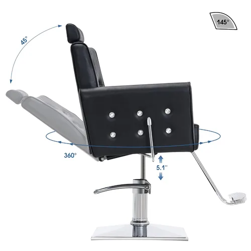 Miniatura 5 de BarberPub Clásico Hidráulico Reclinable Barbero Silla Antigua Pelo Spa Salon Styling Equipo de belleza 3123 (negro)