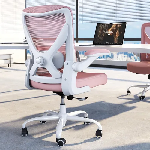 Miniatura 9 de Silla de oficina Silla de escritorio ergonómica cómoda: Silla de computadora de malla de 331 libras, sillas ergonómicas para juegos con ruedas, Rosa