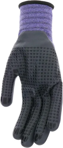 Miniatura 5 de Guantes de jardinería para mujer Mud Grip de tejido de nylon sin costuras, resistentes al agua, con palma de nitrilo punteado Violeta