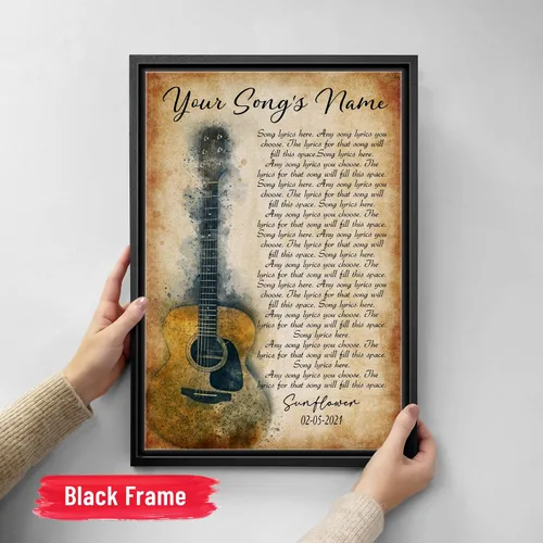 Miniatura 5 de H-DEWALL Lienzo personalizado con marco, letra de canción personalizada regalo para marido, arte de pared vintage, póster musical único, regalo