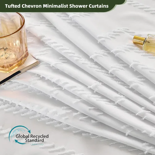 Miniatura 2 de Siiluminisoy Cortina de ducha estilo bohemio con borlas blancas, cortina de ducha tejida de 60 x 72, moderna, estilo rústico, texturizada, con A