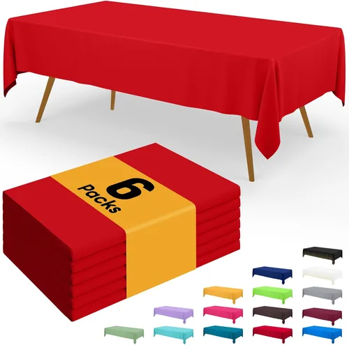 Miniatura 82 de Smiry - Juego de 6 manteles desechables, 54 x 78 pulgadas, manteles impermeables rectangulares para fiestas, cubierta de mesa de plástico