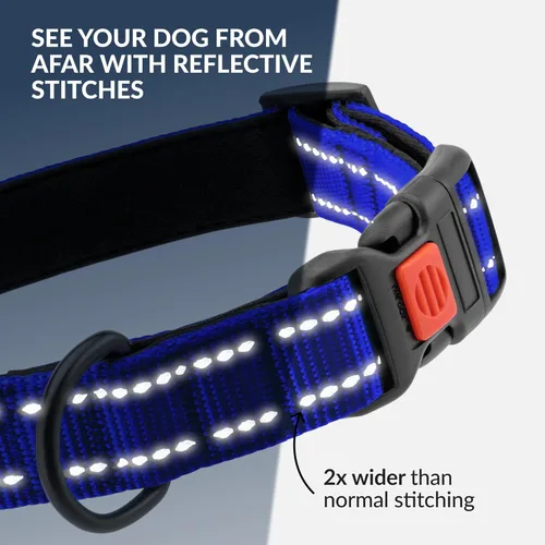 Miniatura 2 de CollarDirect Collar reflectante para perro o cachorro pequeño, mediano y grande con hebilla de liberación rápida, para niños y niñas, nailon Azul