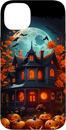 Miniatura 14 de Funda para iPhone 11 Pro Max Halloween espeluznante casa embrujada murciélagos y calabazas talladas