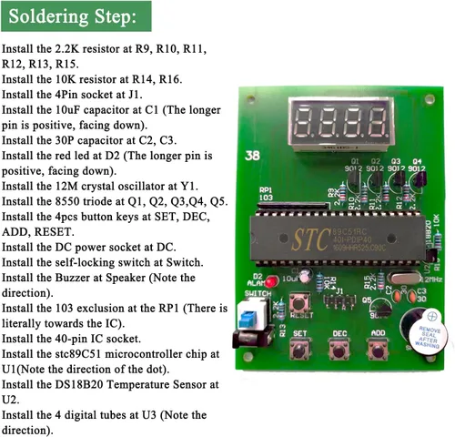 Miniatura 3 de Kits de práctica de soldadura DIY DS18B20 Módulo de sensor de temperatura Kits electrónicos DIY Kit de proyecto de soldadura 32.0-210.2 °F