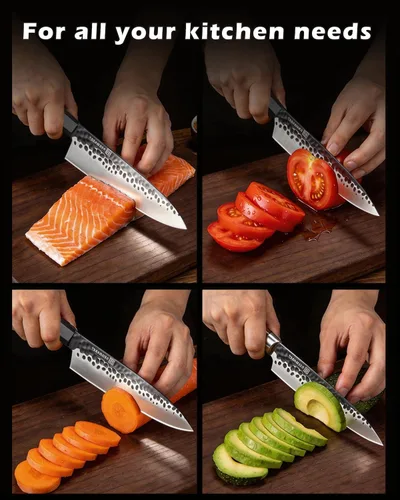 Miniatura 6 de Cuchillo de chef japonés KEEMAKE Gyuto - Cuchillo de cocina profesional de 8 pulgadas con hoja de acero de alto carbono 440C, cuchillos de corte