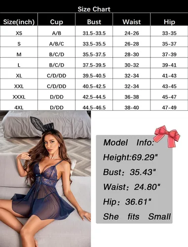 Miniatura 6 de Avidlove - Lencería para mujer, babydoll de encaje, camisón de malla, camisón de noche, lencería seductora