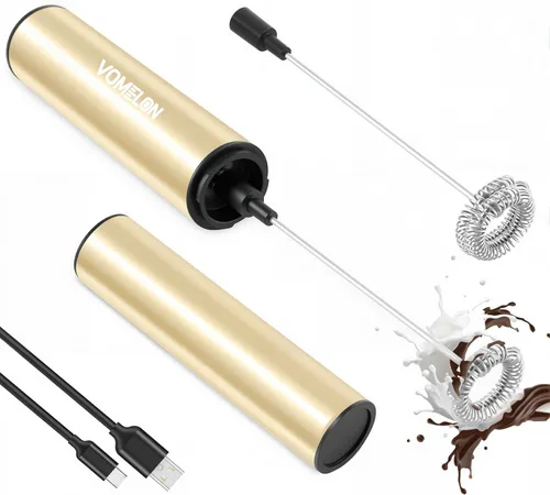 Miniatura 8 de Espumador de leche recargable de mano, espumador eléctrico de mano, mezclador de bebidas para café, lattes, capuchino y huevo, acero inoxidable