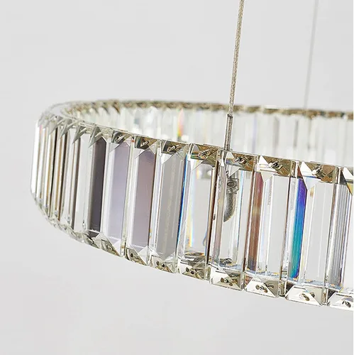 Miniatura 7 de Candelabros modernos de cristal con control remoto, 3000-6000 K 20 pulgadas, anillo de oro de 20 pulgadas, lámpara LED regulable de cristal redondos