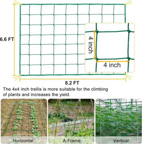 Miniatura 2 de Red de enrejado de jardín para plantas trepadoras al aire libre, red de plantas de 6.6 x 8.2 pies para pepino, tomate, 27 hebras de red de enrejado