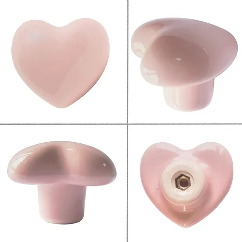 Miniatura 3 de Pomos de cerámica para cajones en forma de corazón, tiradores de armario con tornillos de 3 tamaños, pomos para muebles de cocina para armario