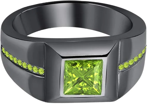 Miniatura 2 de RUDRAFASHION Anillo de boda solitario de compromiso de oro negro de 14 quilates sobre plata de ley para hombre, Metal, Diamante sintético blanco