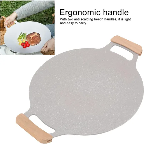 Miniatura 3 de Diydeg Sartén coreana para barbacoa, parrilla antiadherente, redonda de aluminio, plata, 11.8 in