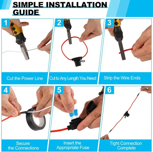 Miniatura 6 de Cooclensportey Paquete de 4 portafusibles en línea de 12 AWG, portafusibles impermeable con 35 fusibles estándar