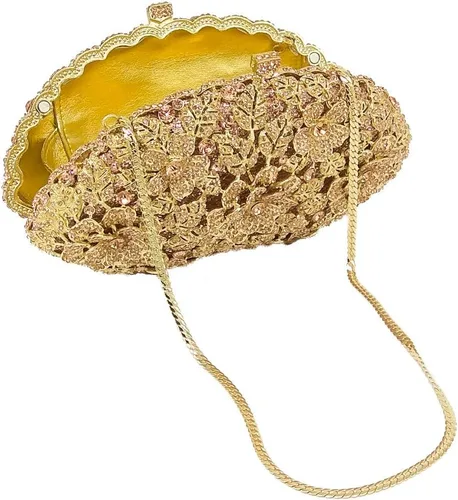 Miniatura 5 de Boutique De FGG Bolso de noche de flores de embrague de cristal de lujo para mujer, bolso de boda nupcial, bolso